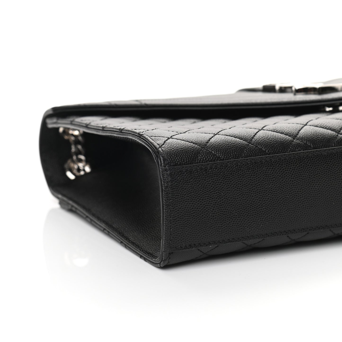 Grain De Poudre Textured Mixed Matelasse Large Triquilt Monogram Satchel Black
