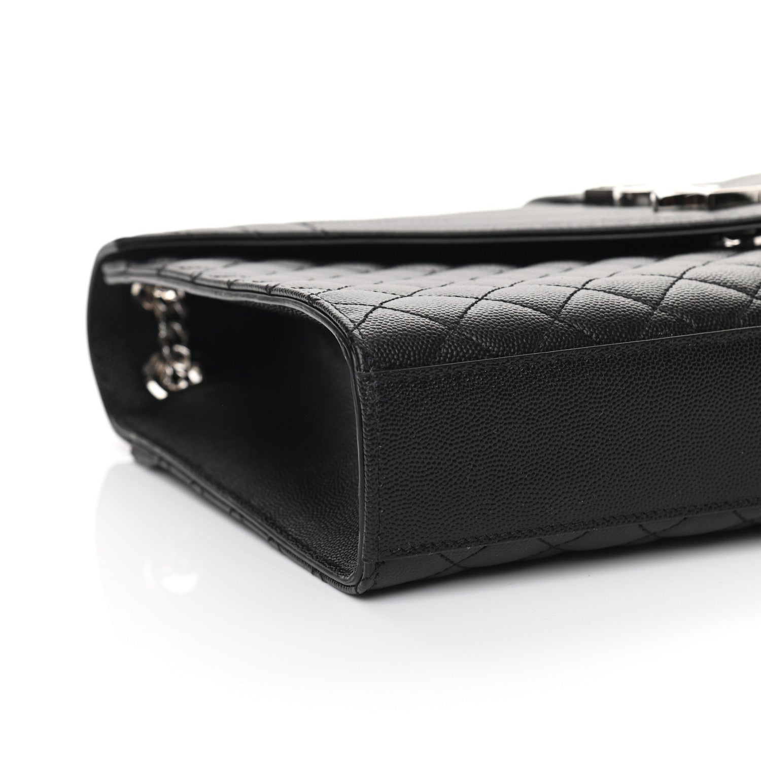 Saint Laurent Grain De Poudre Textured Mixed Matelasse Large Triquilt Monogram Satchel Black 9 of 10