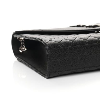 Saint Laurent Grain De Poudre Textured Mixed Matelasse Large Triquilt Monogram Satchel Black 9 of 10