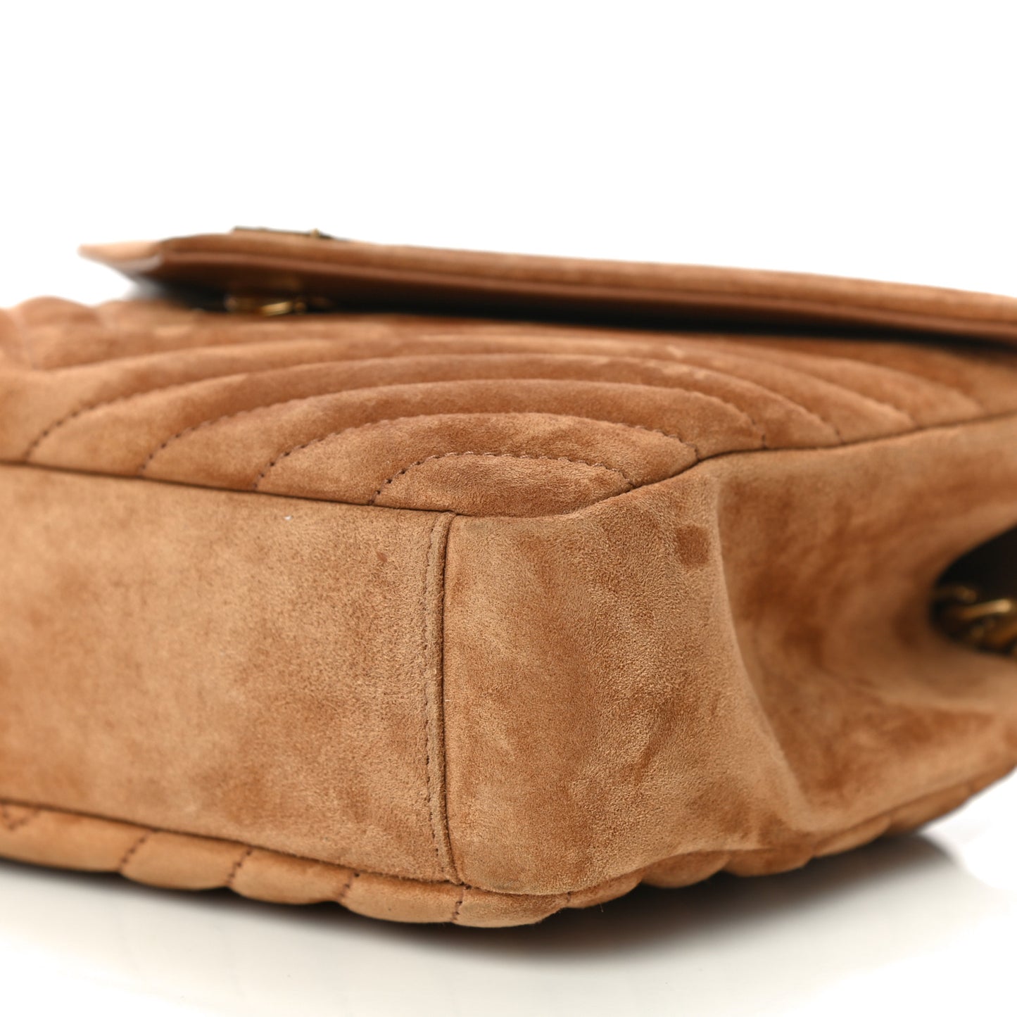 Suede Matelasse Chevron Monogram Medium College Bag Cinnamon