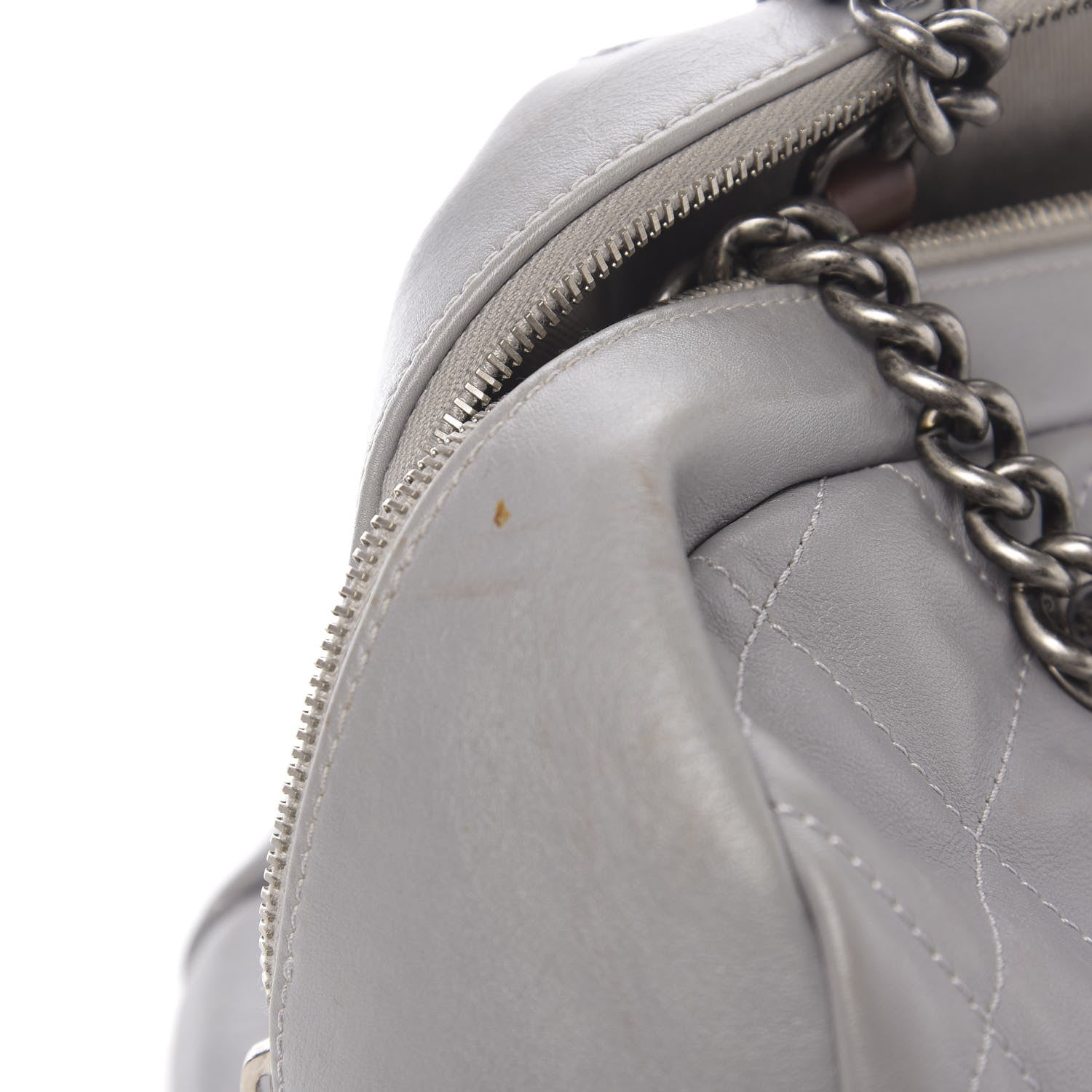 Chanel Calfskin Quilted Country Chic Bowler Grey 8 of 14