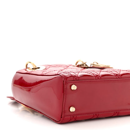 Christian Dior Patent Cannage Mini Lady Dior Red 9 of 11