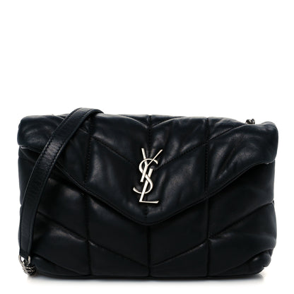 Saint Laurent Lambskin Quilted Toy Loulou Puffer Monogram Chain Satchel Black 1 of 11
