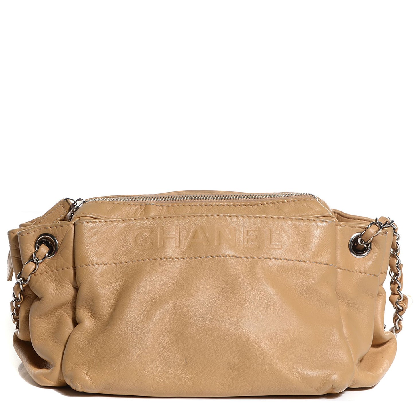 Lambskin Rock and Chic Shoulder Bag Beige
