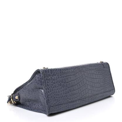 Balenciaga Calfskin Crocodile Embossed Giant 12 Gold Hardware City Gris Beton 5 of 12