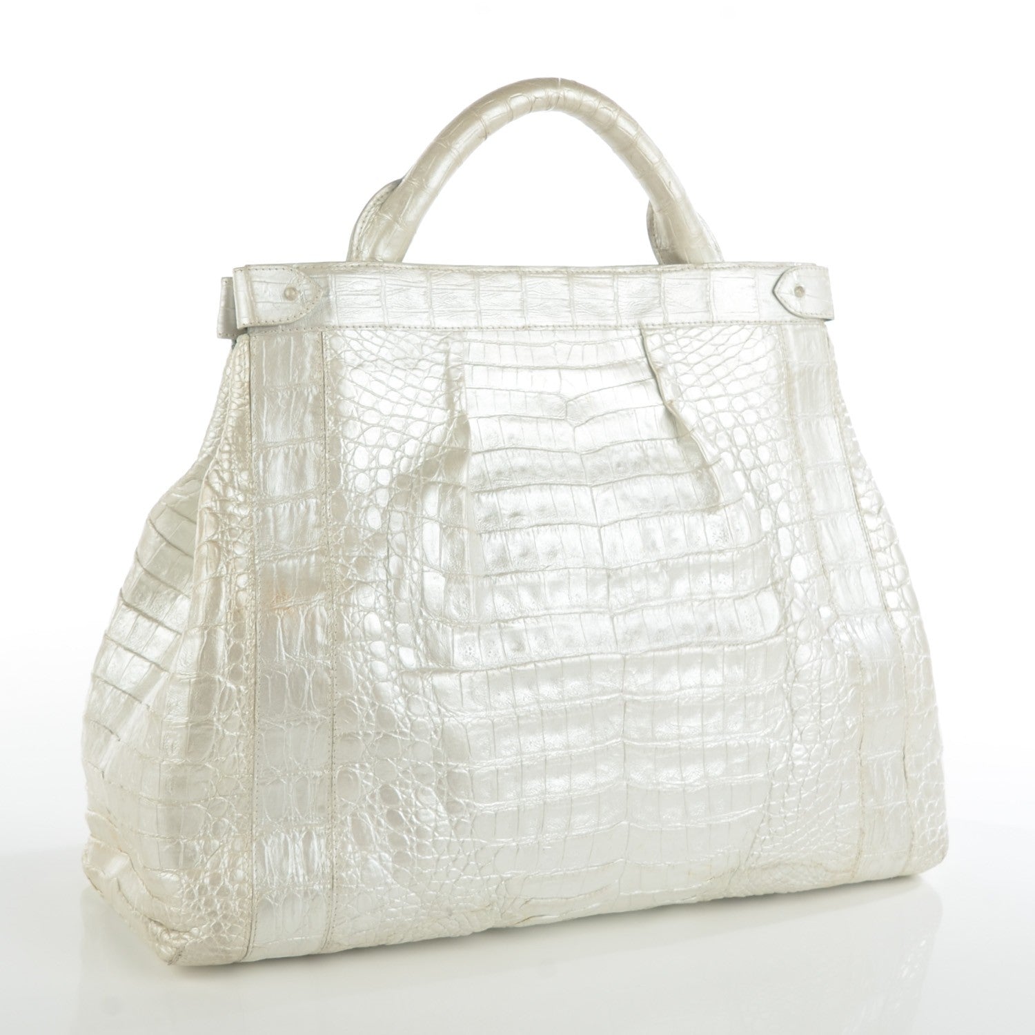 Nancy Gonzalez Crocodile Top Handle Bag Silver 5 of 11