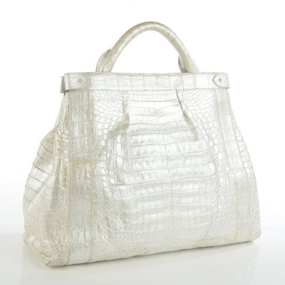 Nancy Gonzalez Crocodile Top Handle Bag Silver 5 of 11