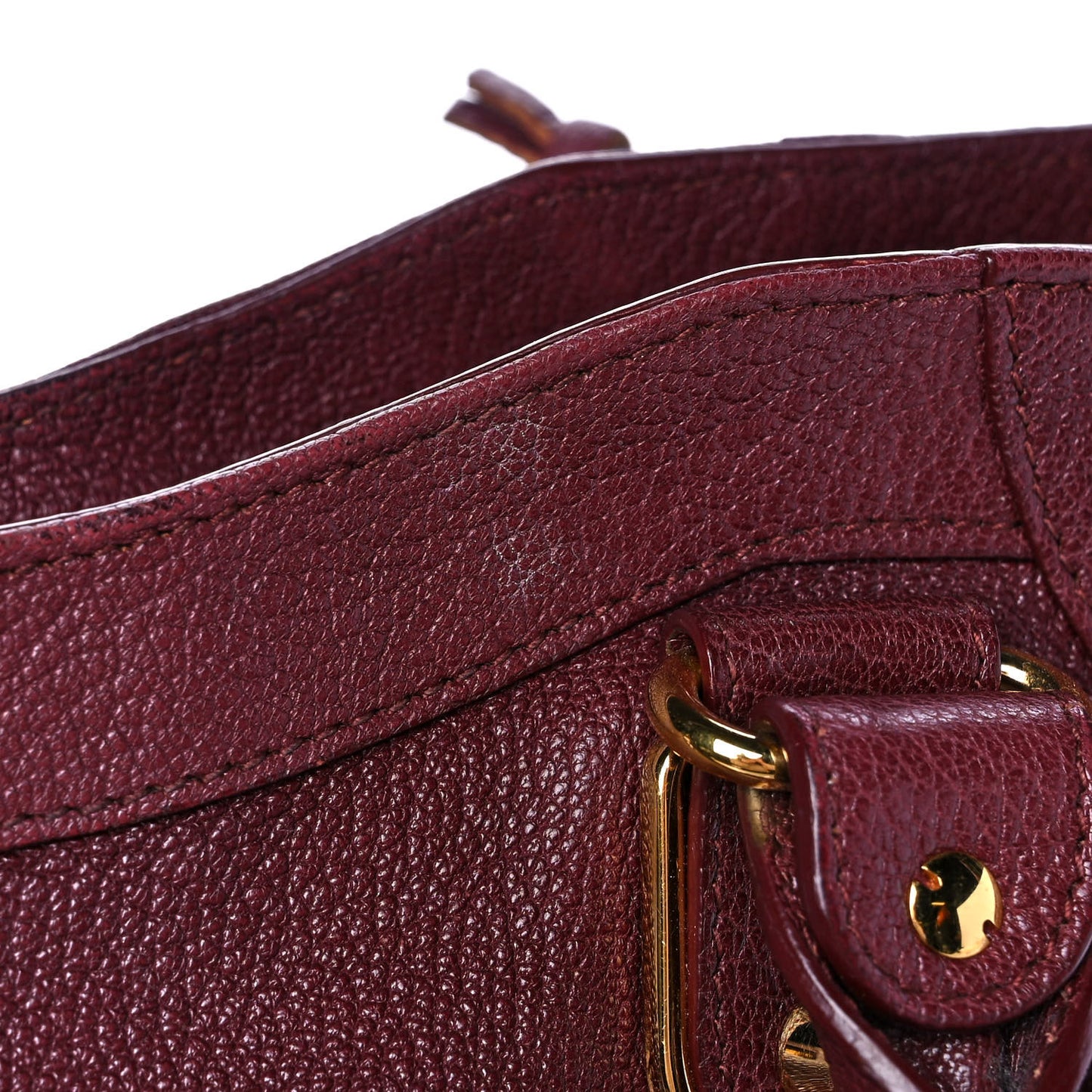 Chevre Gold Metallic Edge Hardware Velo Bordeaux