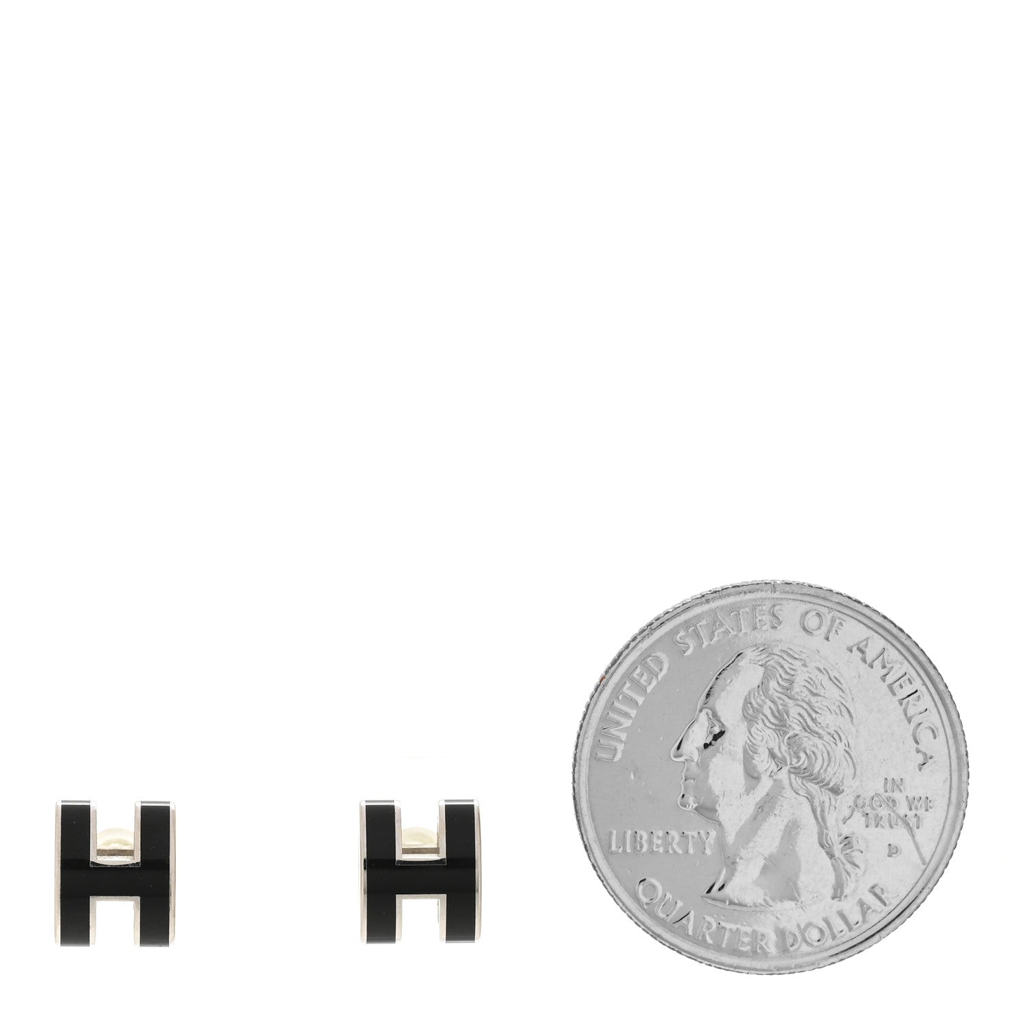 Hermes Palladium Lacquered Mini Pop H Earrings Black 2 of 7