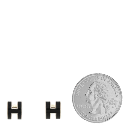 Hermes Palladium Lacquered Mini Pop H Earrings Black 2 of 7