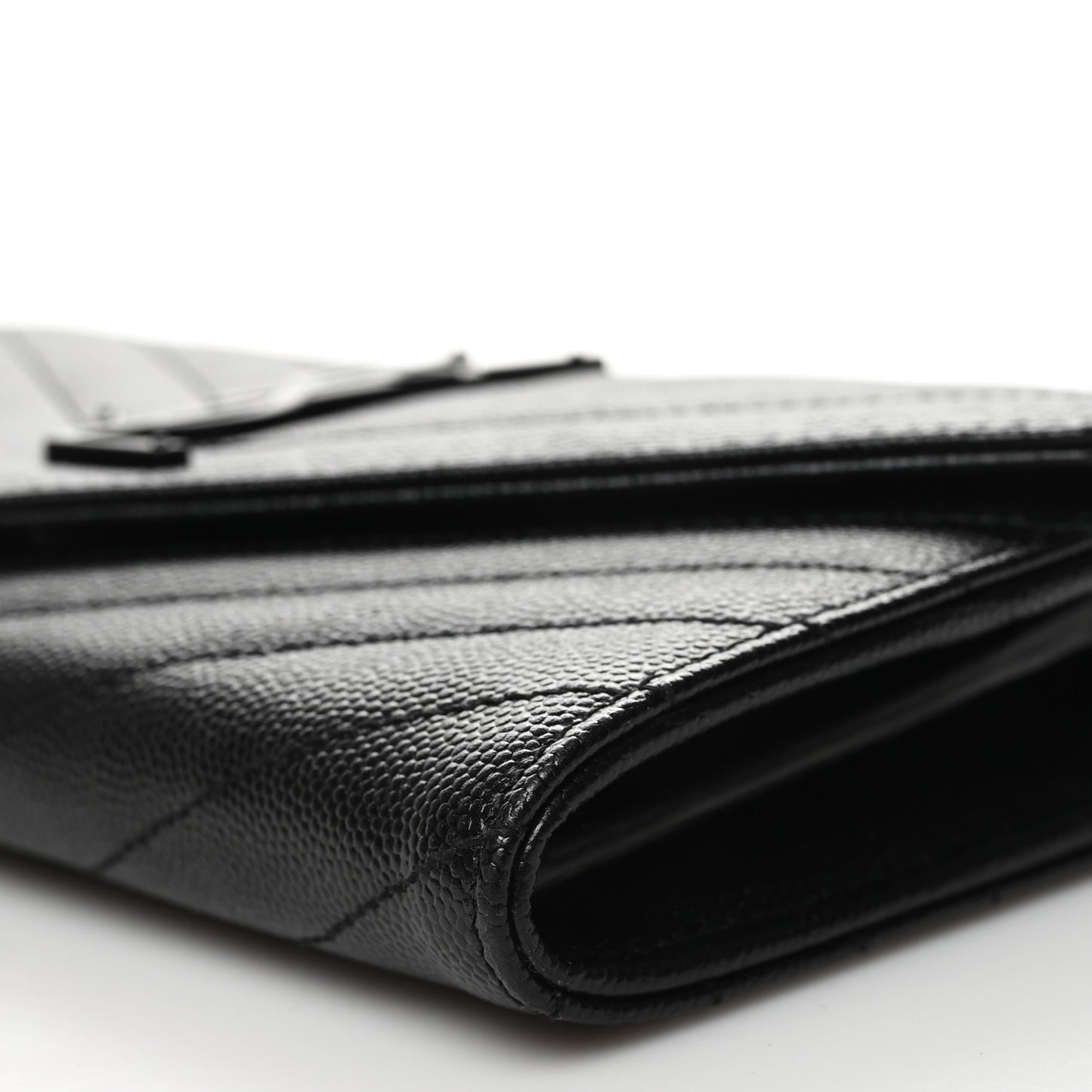 Grain De Poudre Matelasse Chevron Monogram Flap Wallet Black