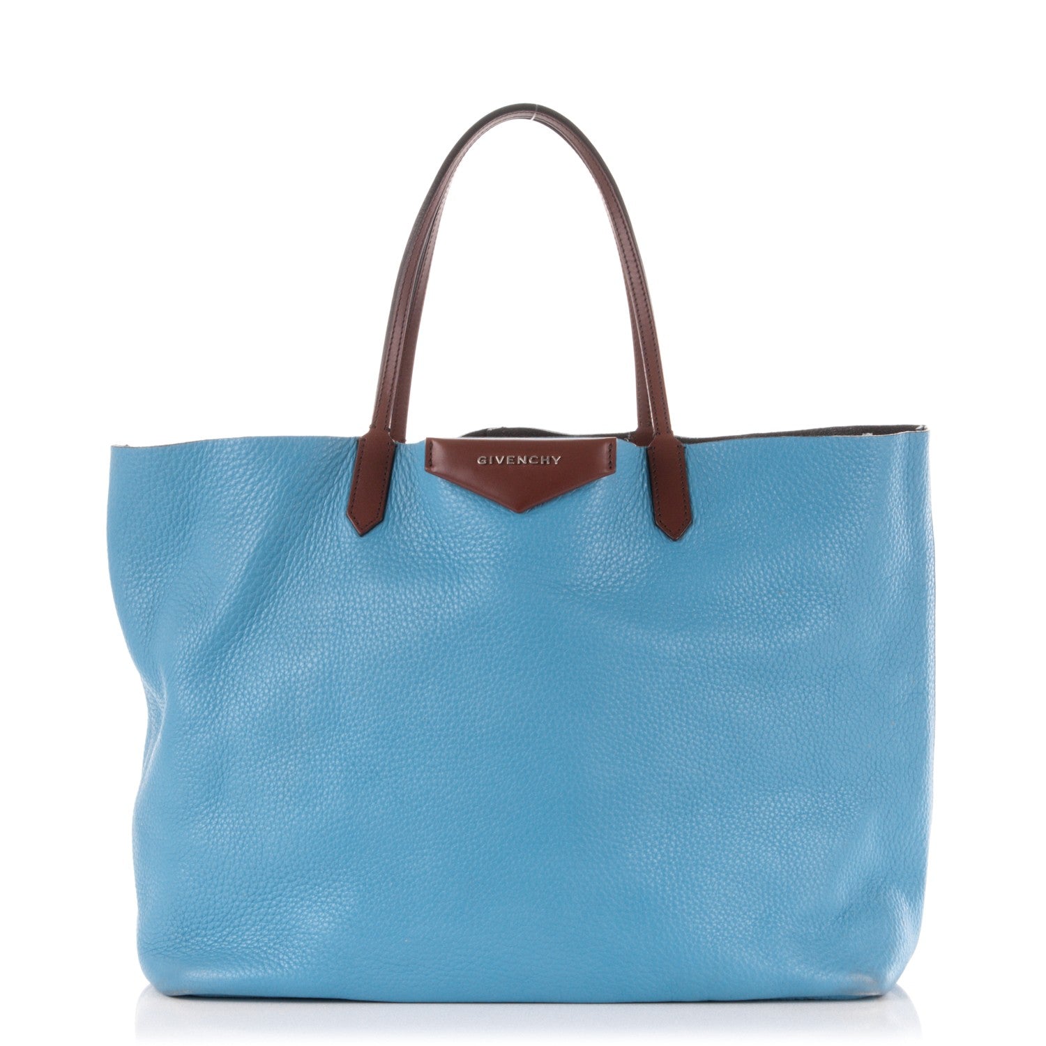 Givenchy Grained Calfskin Large Antigona Tote Blue Brown 1 of 10