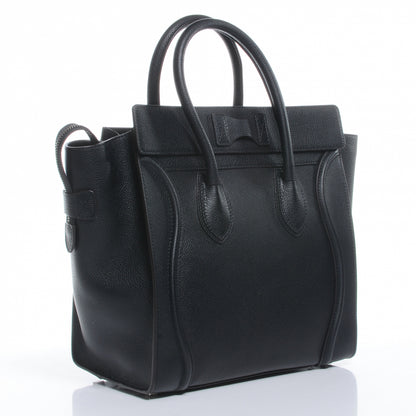 Celine Drummed Calfskin Mini Luggage Black 3 of 9