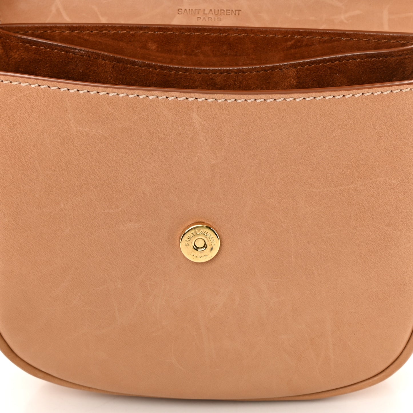 Smooth Vintage Calfskin Small Kaia Satchel Brown Gold