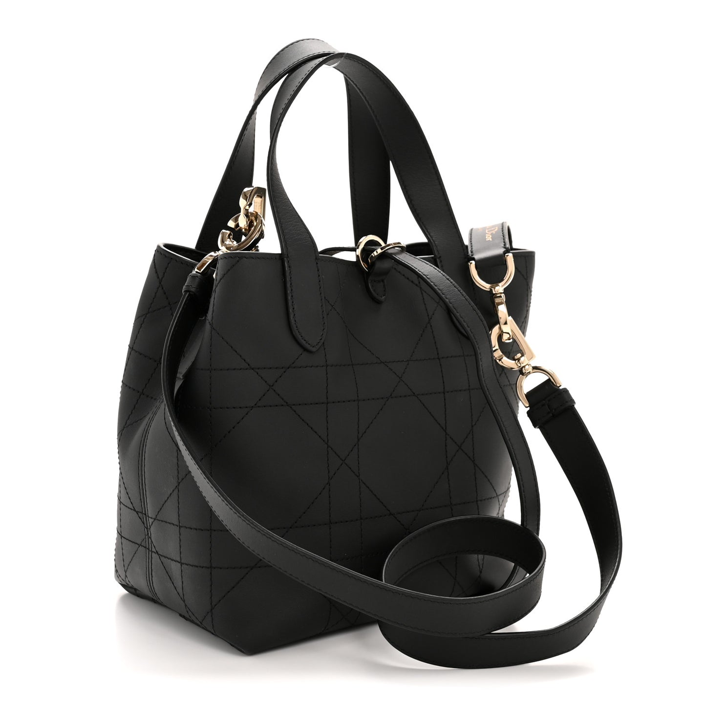 Smooth Calfskin Vintage Flat Macrocannage Small Toujours Vertical Tote Black