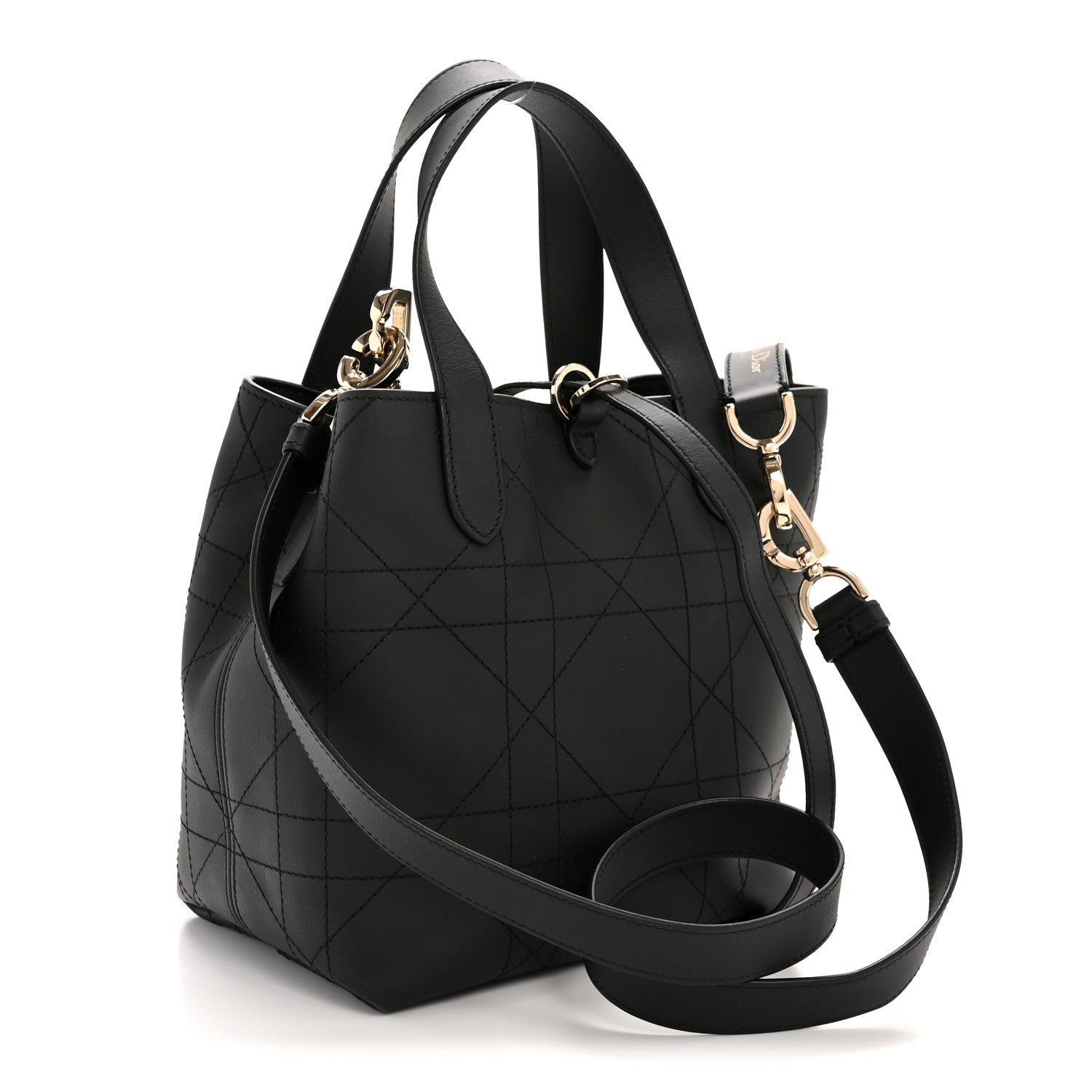 Christian Dior Smooth Calfskin Vintage Flat Macrocannage Small Toujours Vertical Tote Black 3 of 12