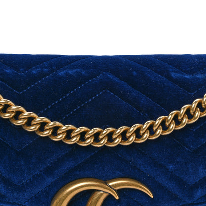 Gucci Velvet Matelasse Medium GG Marmont Shoulder Bag Cobalt Blue 8 of 13