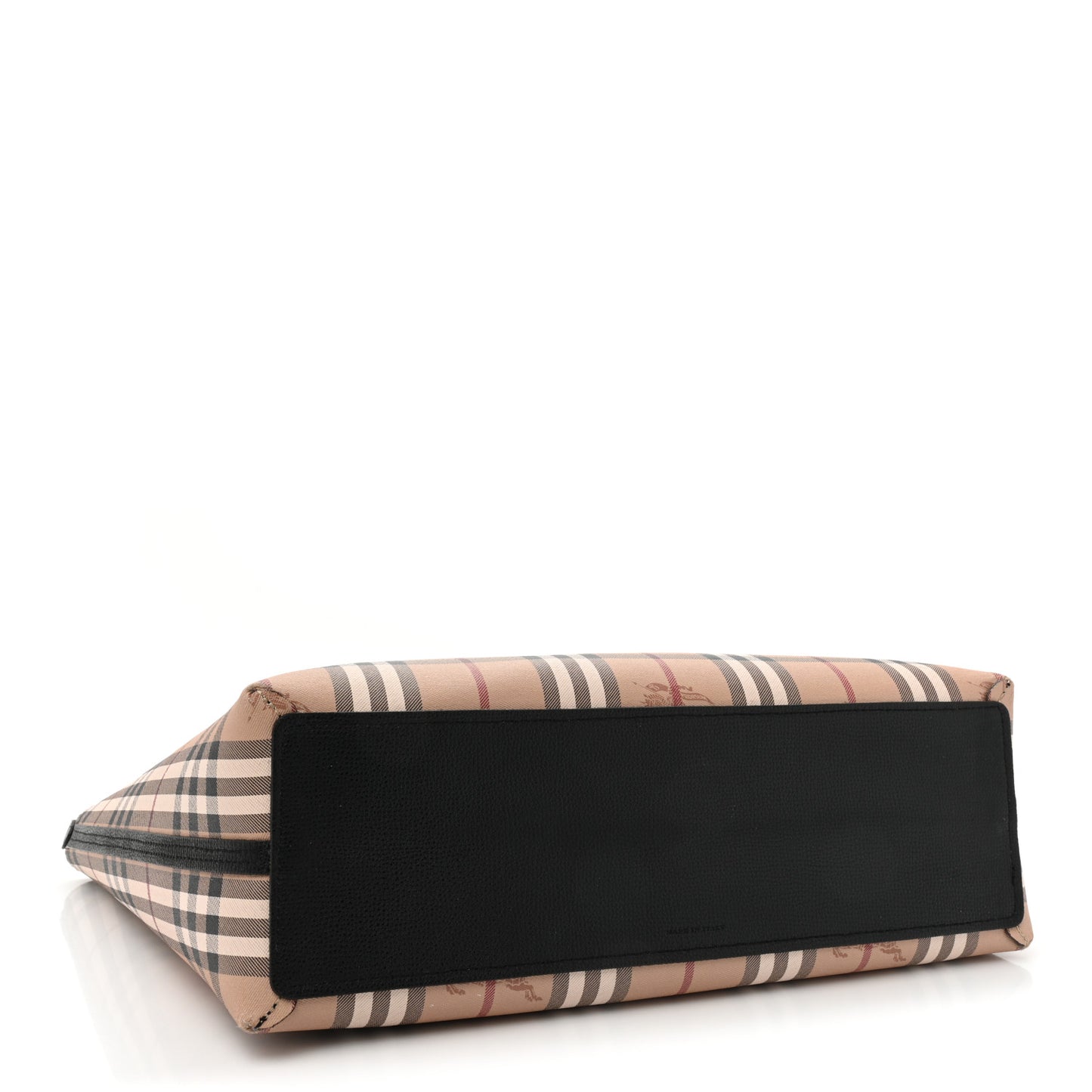 Grainy Calfskin Haymarket Check Medium Reversible Tote Black