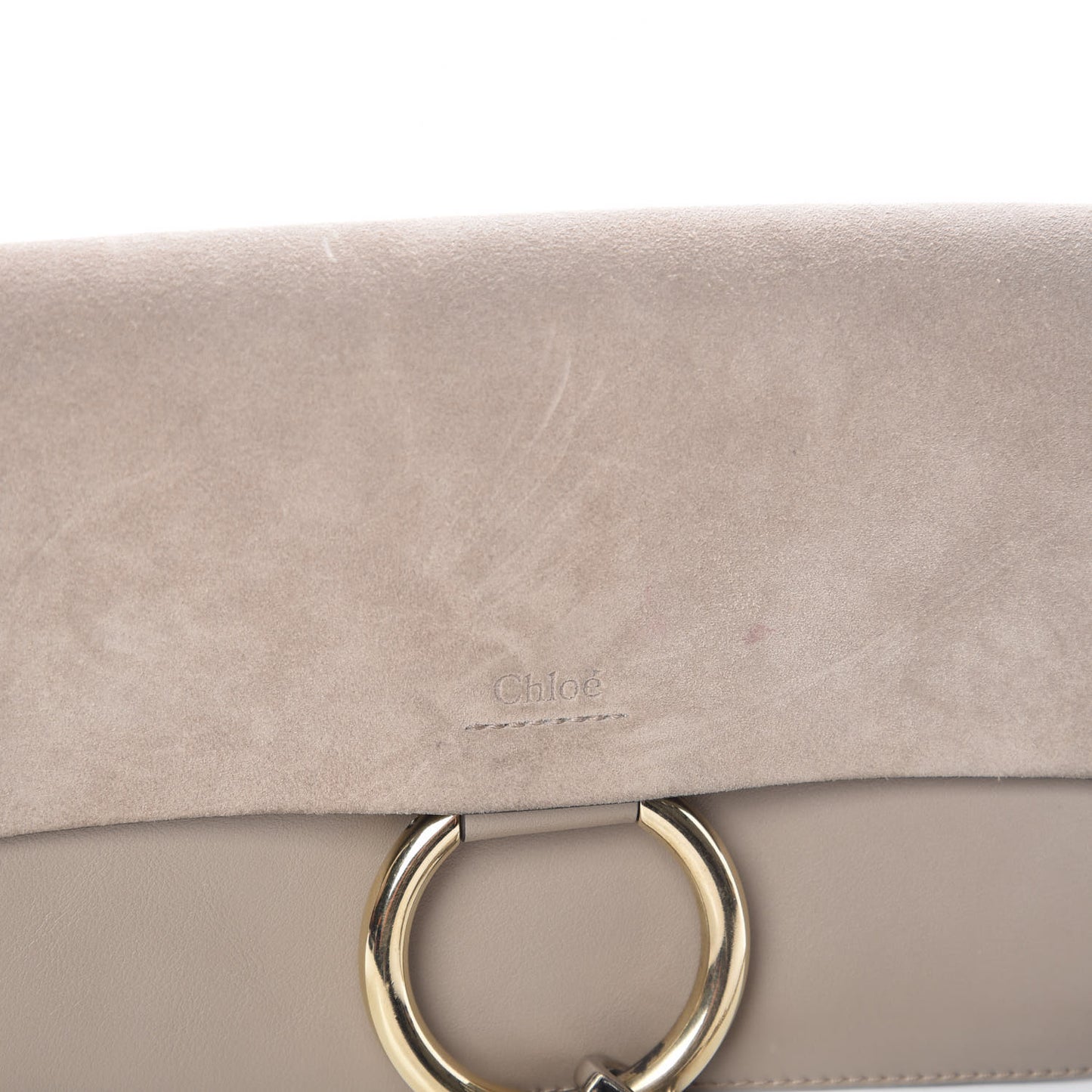 Suede Calfskin Small Faye Shoulder Bag Motty Grey