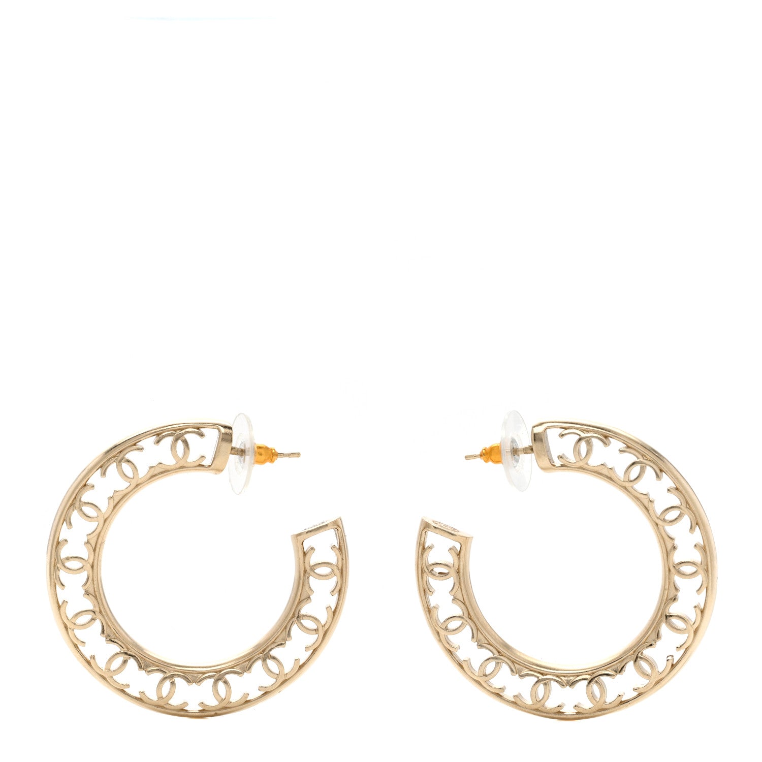 Chanel CC Hoop Earrings Gold 1 of 4