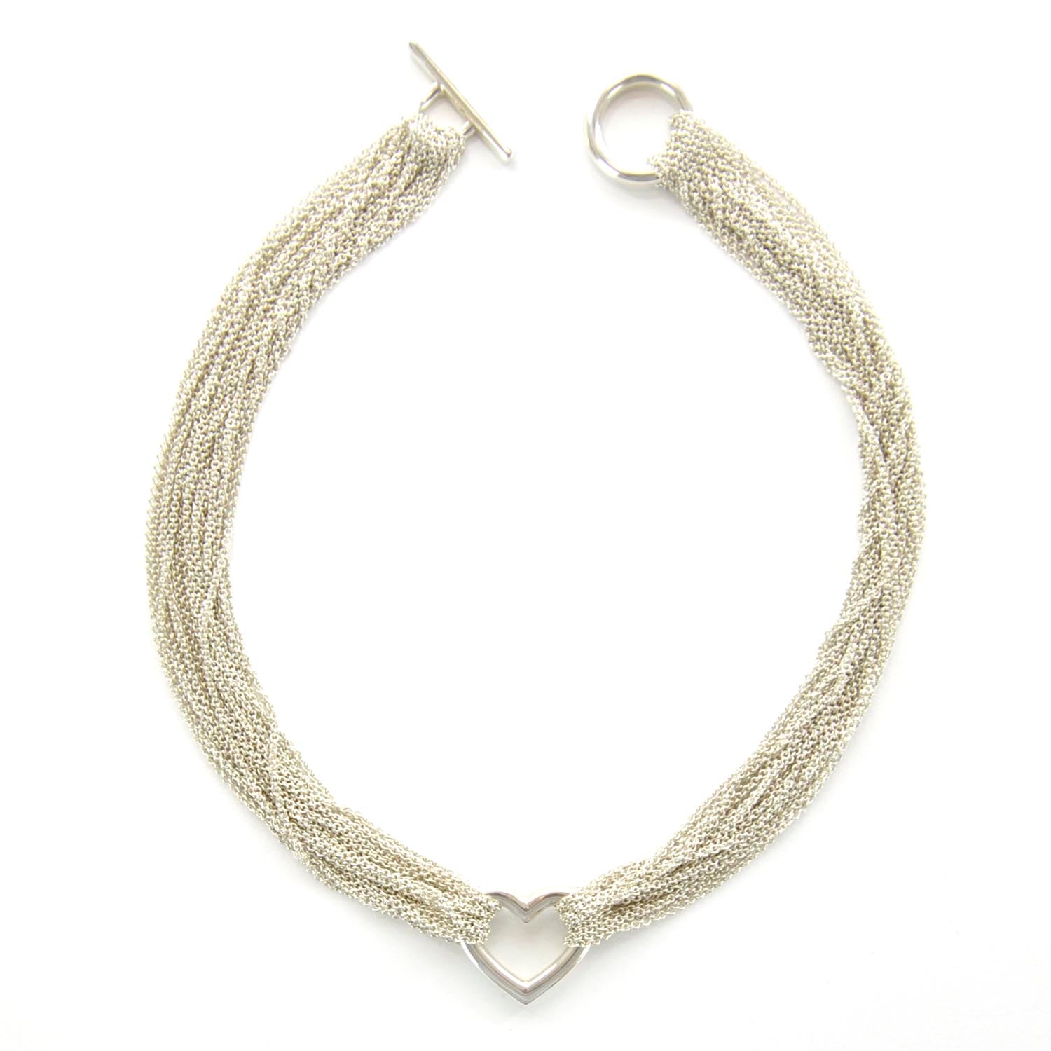 Tiffany Sterling Silver Heart Mesh Necklace 1 of 5