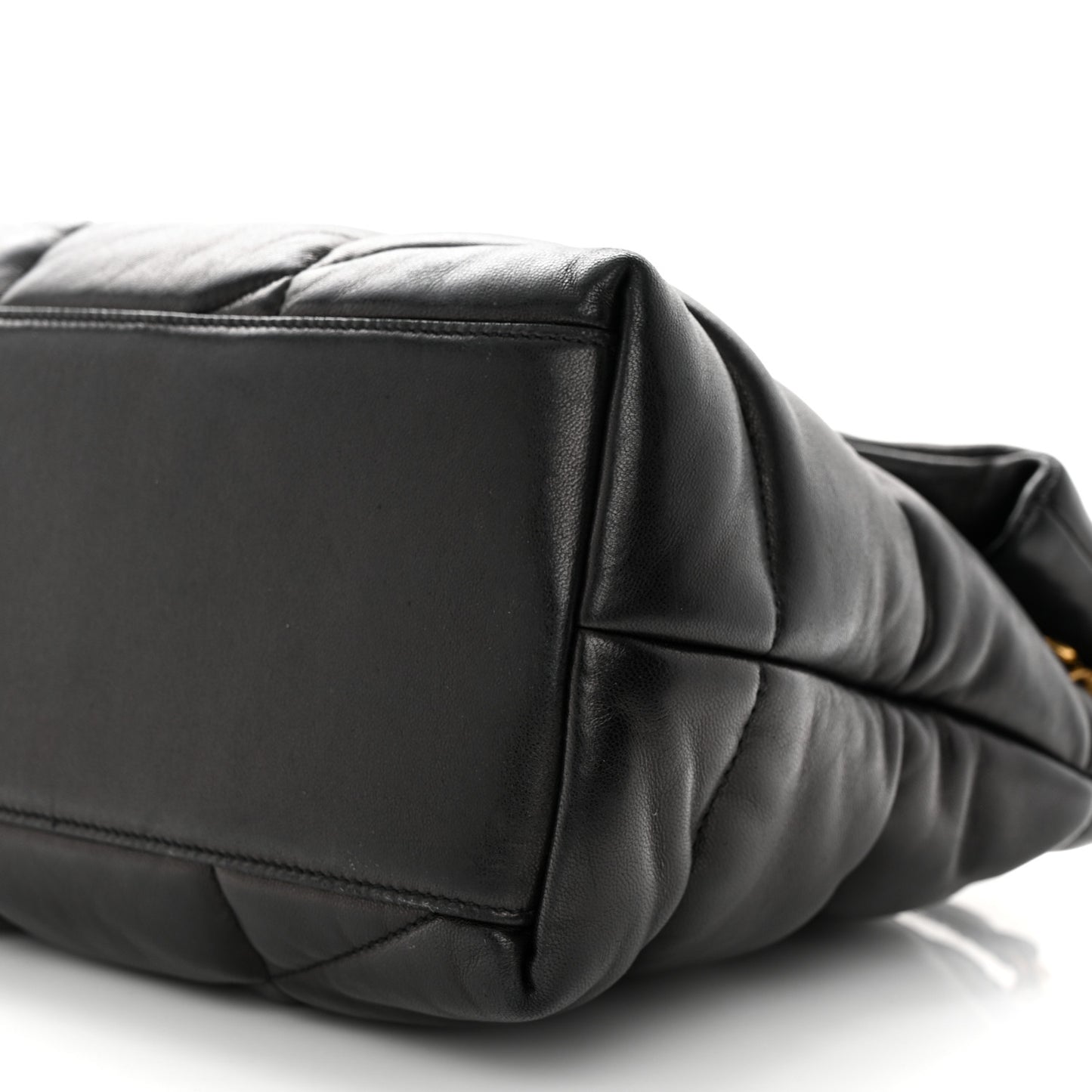 Lambskin Quilted Medium Loulou Puffer Monogram Chain Satchel Black