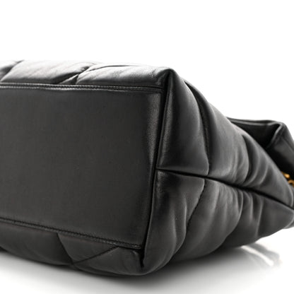 Saint Laurent Lambskin Quilted Medium Loulou Puffer Monogram Chain Satchel Black 10 of 11