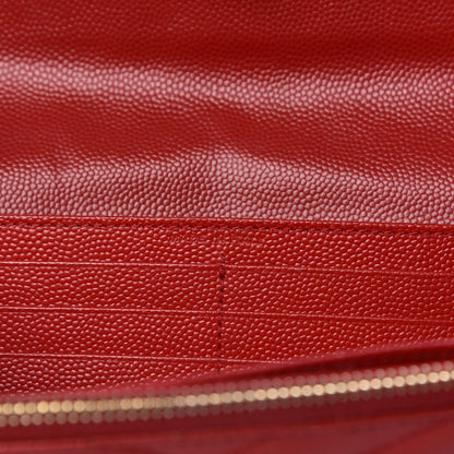 Saint Laurent Grain De Poudre Matelasse Chevron Monogram Flap Wallet Red 7 of 15