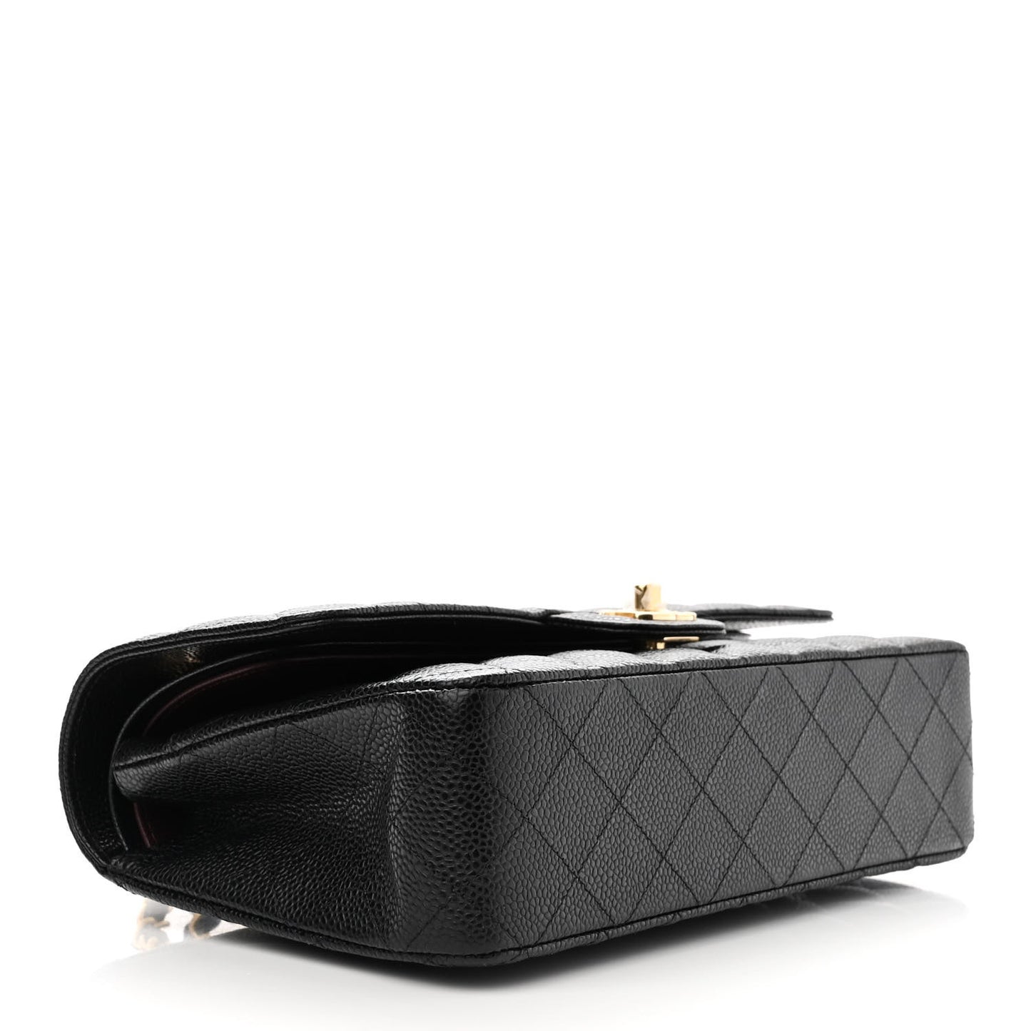 Caviar Quilted Medium Double Flap Black