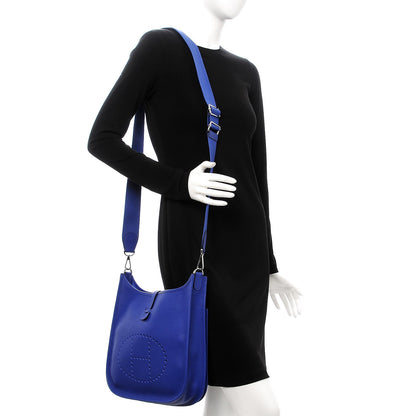Hermes Taurillon Clemence Evelyne III PM Bleu Electrique 2 of 8
