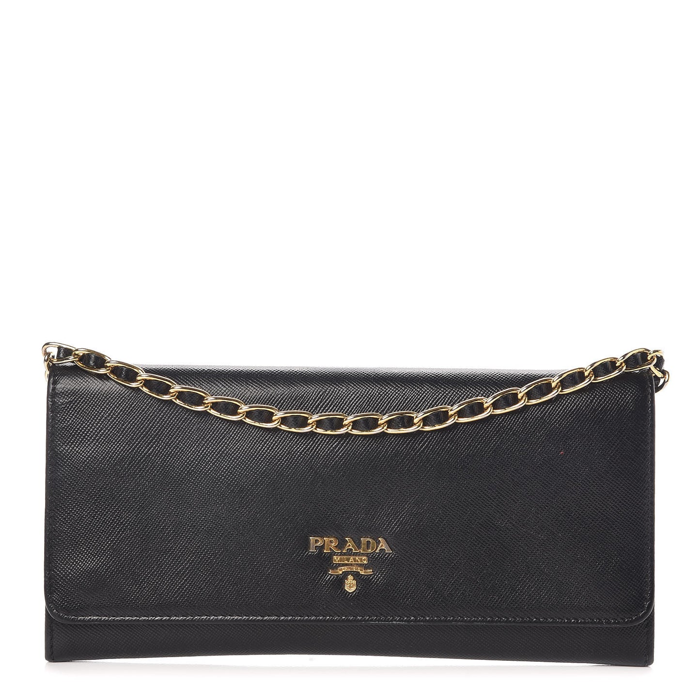 Saffiano Metal Oro Chain Wallet Black