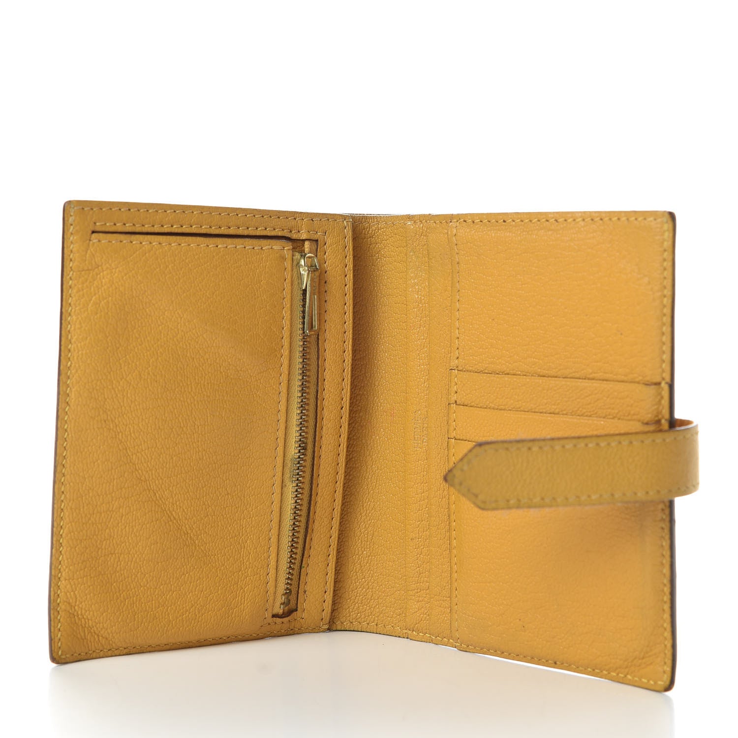 Hermes Chevre Mysore Bearn Compact Wallet Jaune Ambre 5 of 8
