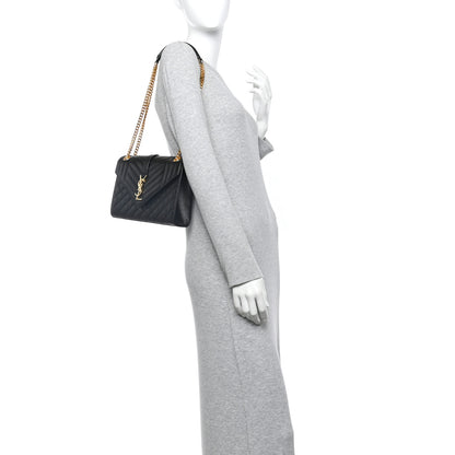 Saint Laurent Grain De Poudre Textured Mixed Matelasse Triquilt Medium Monogram Satchel Black 2 of 11
