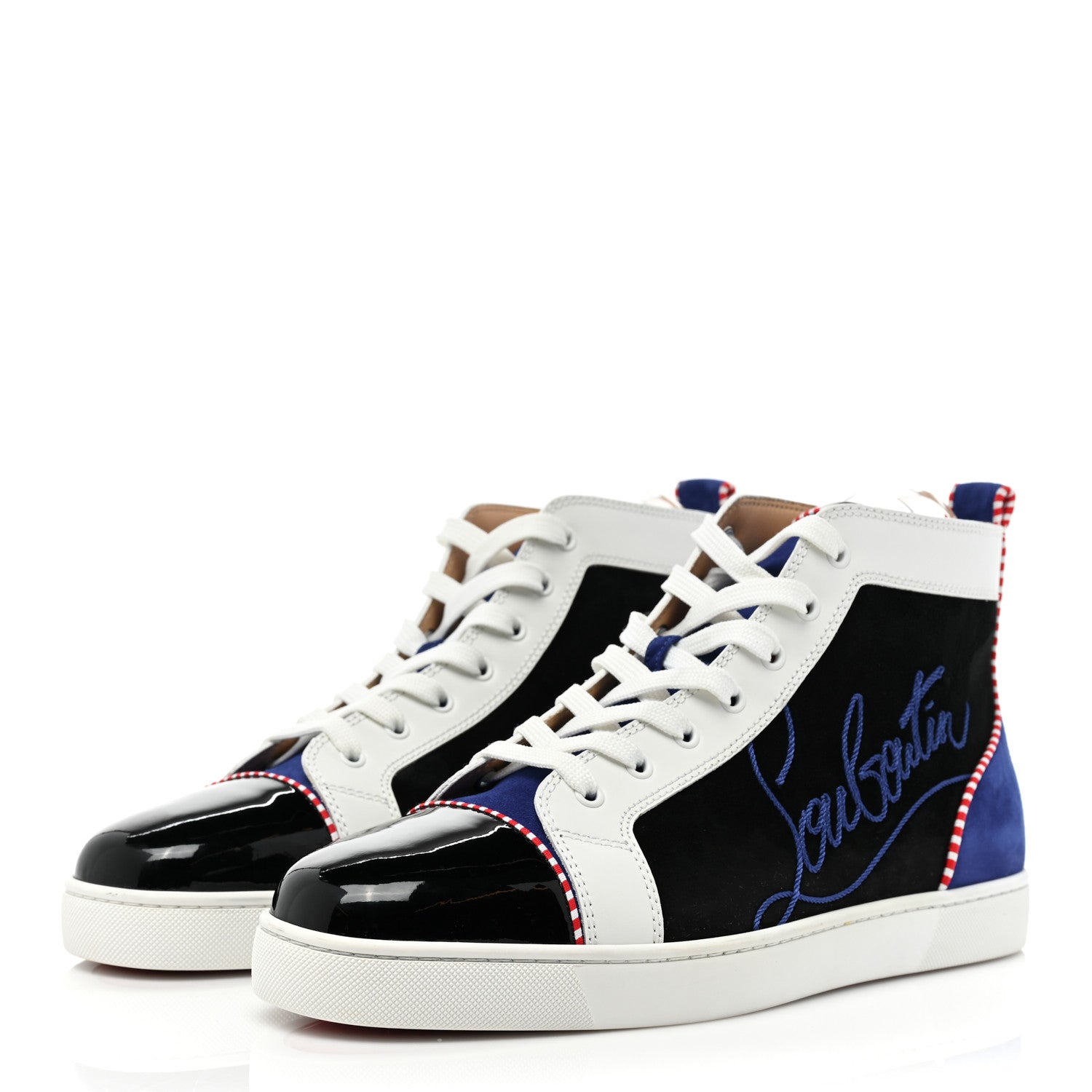 Christian Louboutin Patent Suede Navy Louis Flat Sneakers 45 Version Multicolor 3 of 12