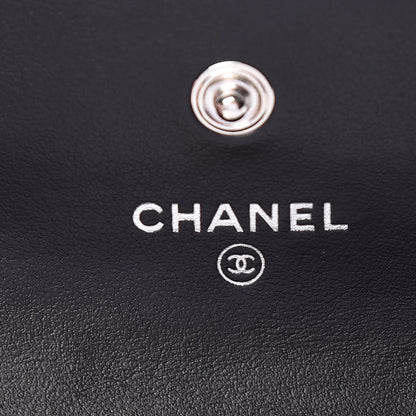 Chanel Goatskin Camellia Embossed Flap Card Holder Black 6 of 8