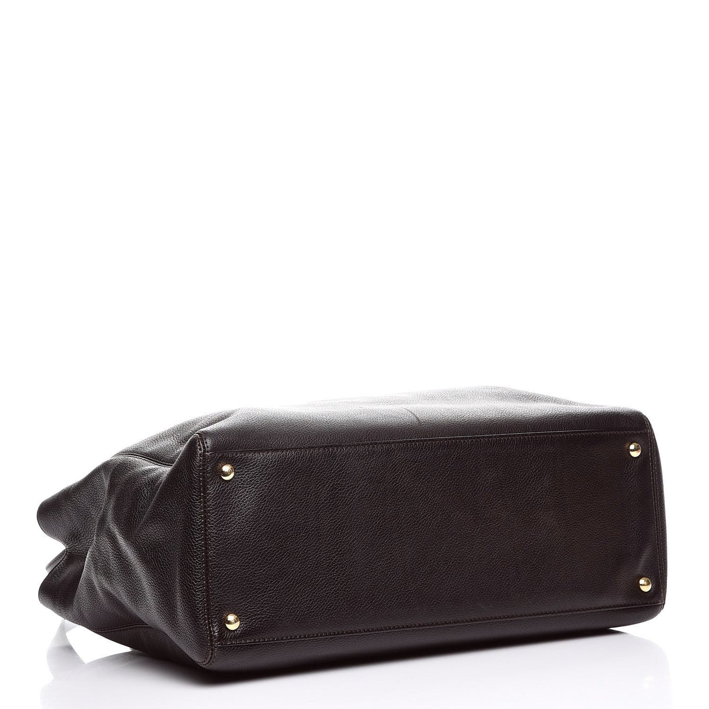 Calfskin Cerf Executive Shopper Tote Dark Brown