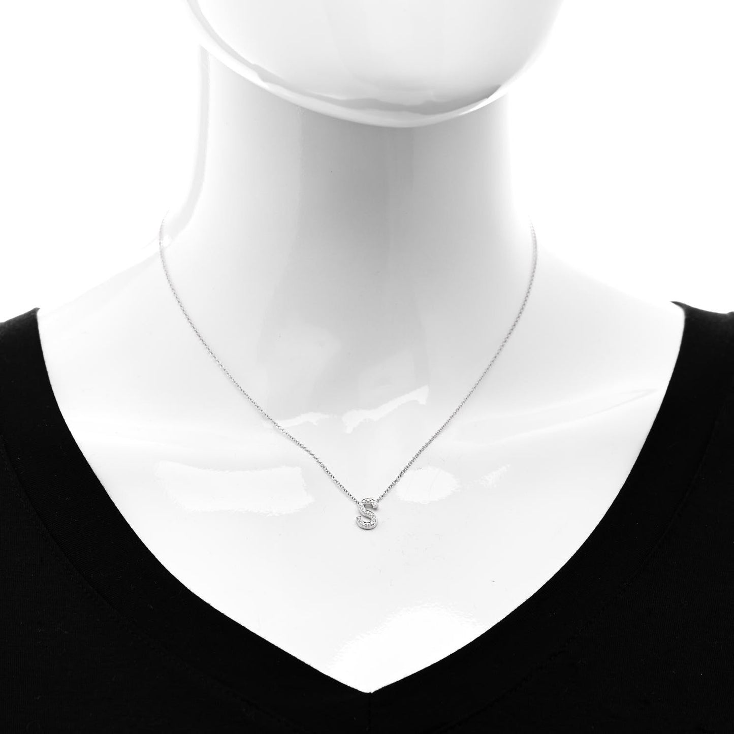 Platinum Diamond Letter S Pendant Necklace