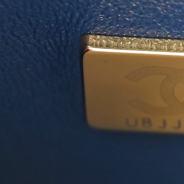 Caviar Lizard Embossed Quilted Small Coco Handle Flap Navy Blue