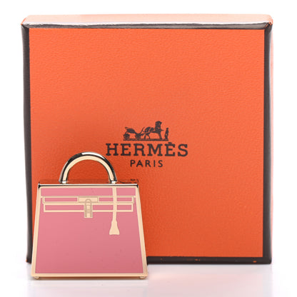Hermes Metal Lacquered Permabrass Kelly Curiosite Charm Rose Azalee 4 of 4