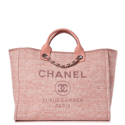 Chanel Canvas Large Deauville Tote Pink 1 of 8