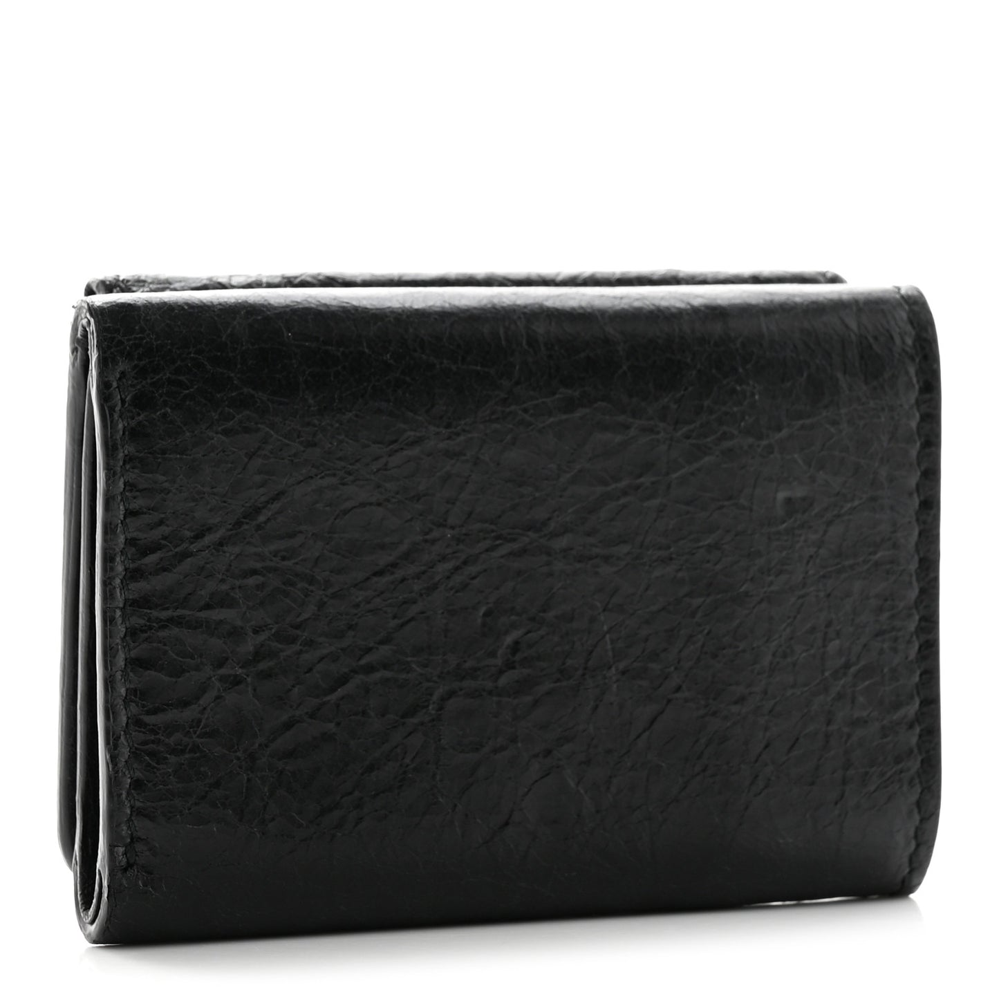 Agneau Arena Classic Silver Hardware Mini Wallet Black