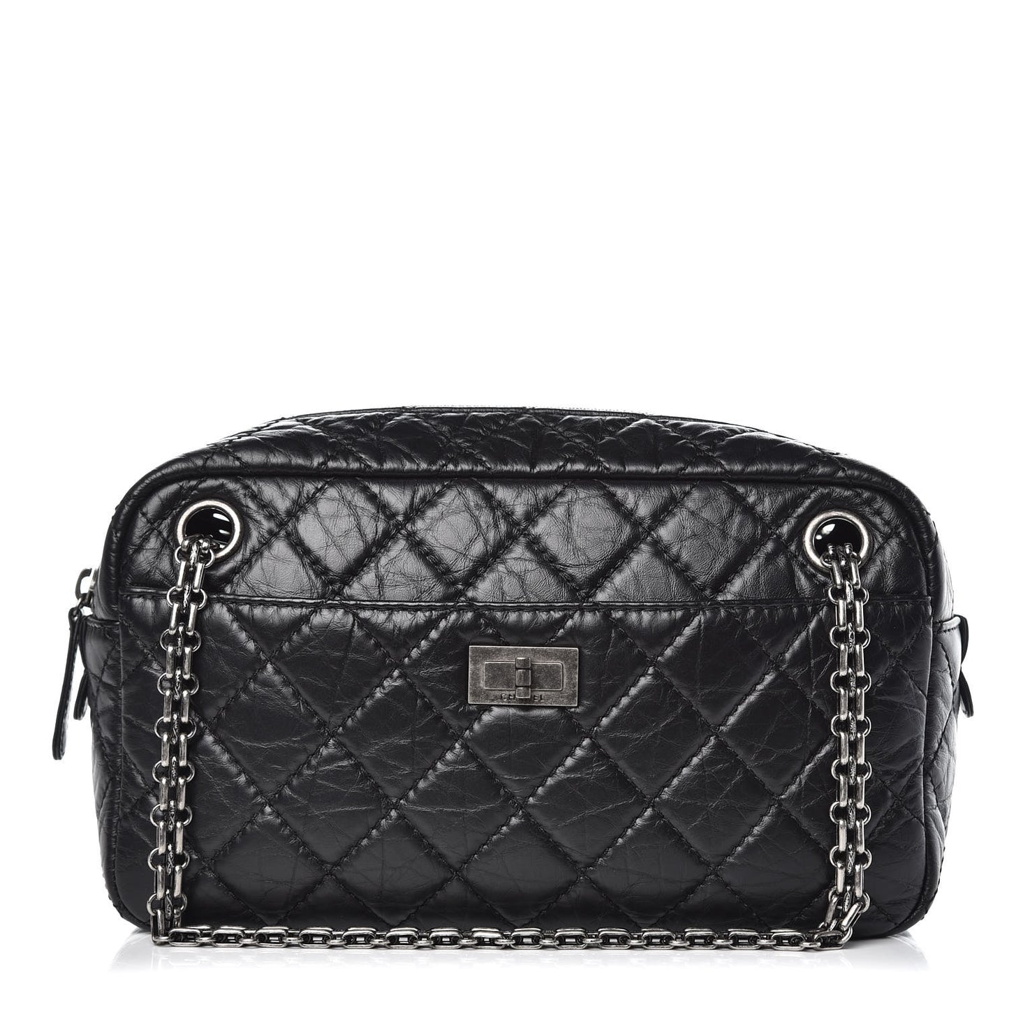 Aged Calfskin Quilted Medium Reissue Camera Case Black