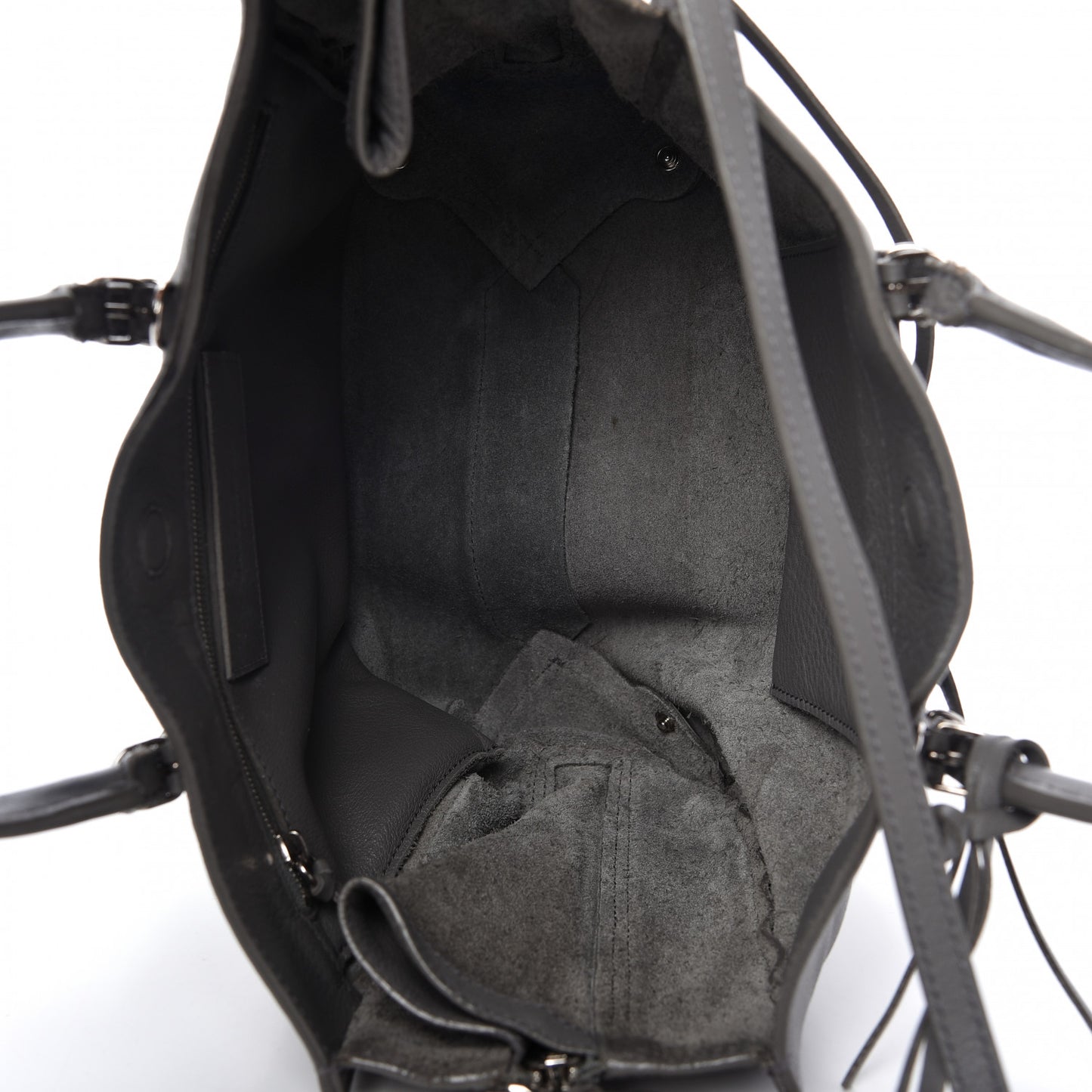 Veau Papier A6 Zip Around Tote Gris Acier