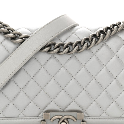Chanel Metallic Lambskin Quilted Medium Boy Flap Silver 8 of 11
