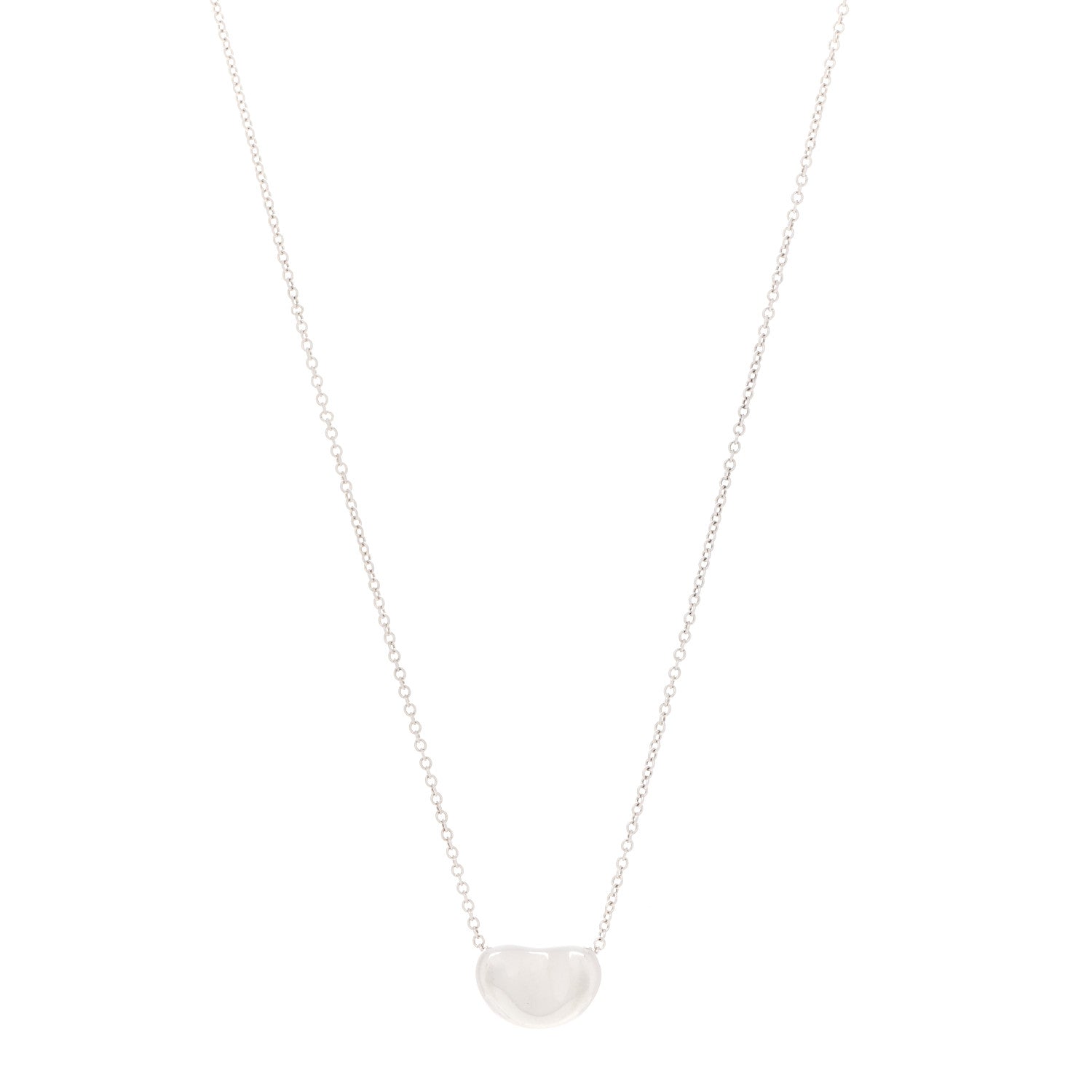 Tiffany Sterling Silver 9mm Elsa Peretti Bean Pendant Necklace 1 of 7