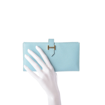 Hermes Epsom Bearn Gusset Wallet Bleu Atoll 2 of 9