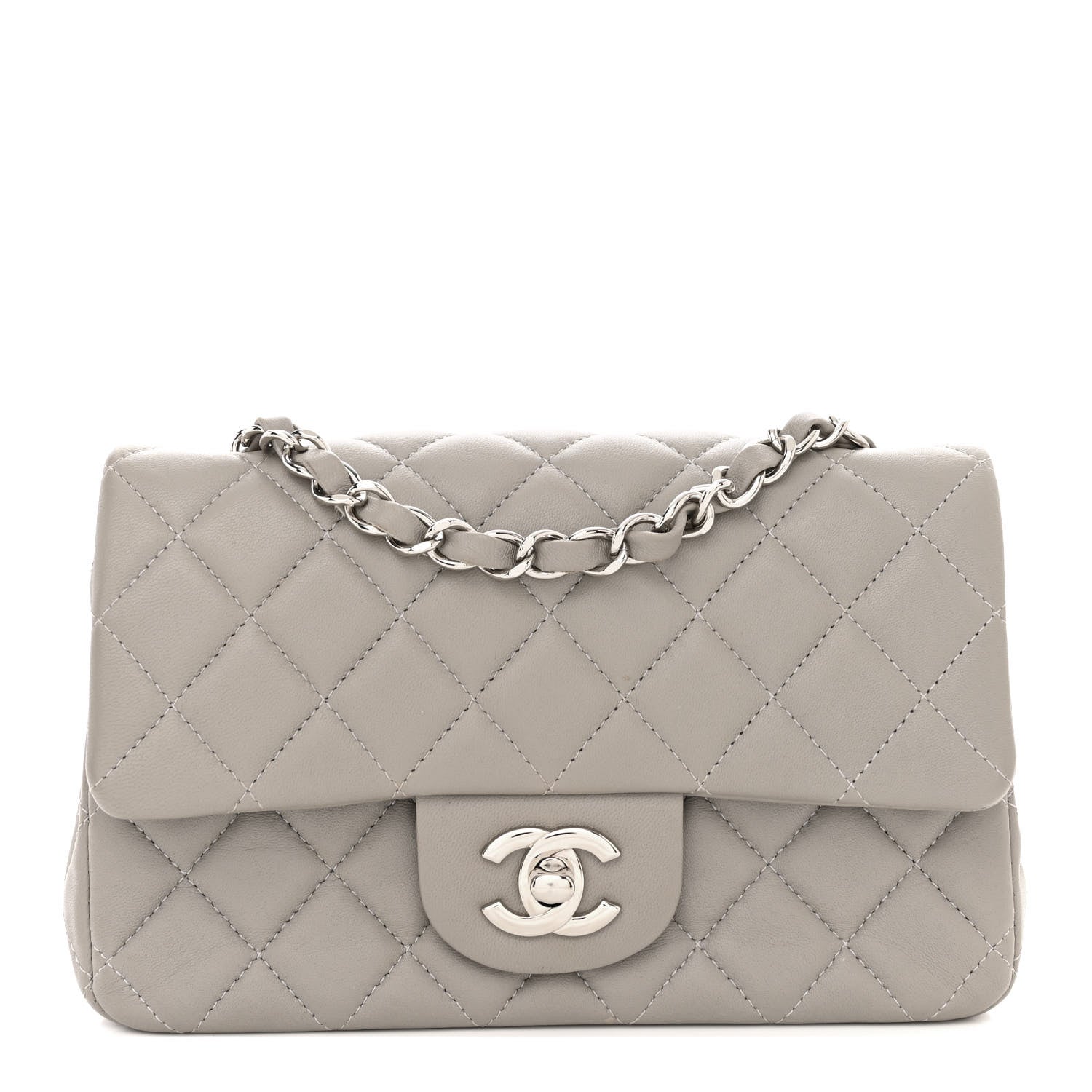 Chanel Lambskin Quilted Mini Rectangular Flap Grey 1 of 11