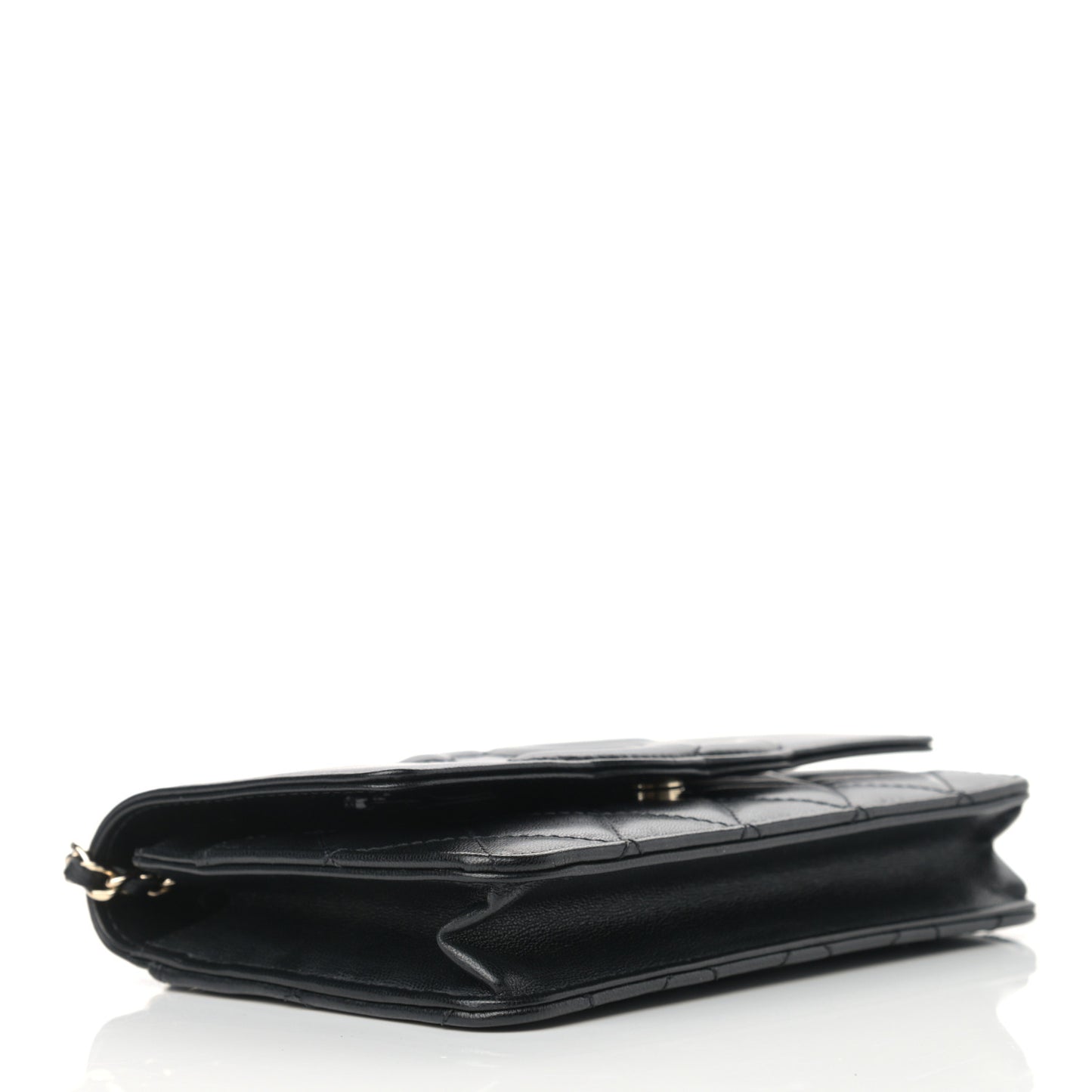 Goatskin Quilted Timeless CC Wallet On Chain WOC Black