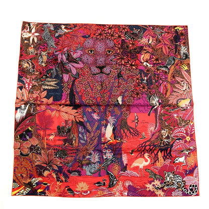 Hermes Silk Wild Singapore Scarf 90 Rouge Violet Beige 1 of 4