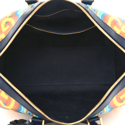 Gucci GG Supreme Kaleidoscope Calfskin Script Logo Gucci 100 Carry-On Duffle Bag Blue Orange Multicolor Blue Agata 12 of 16